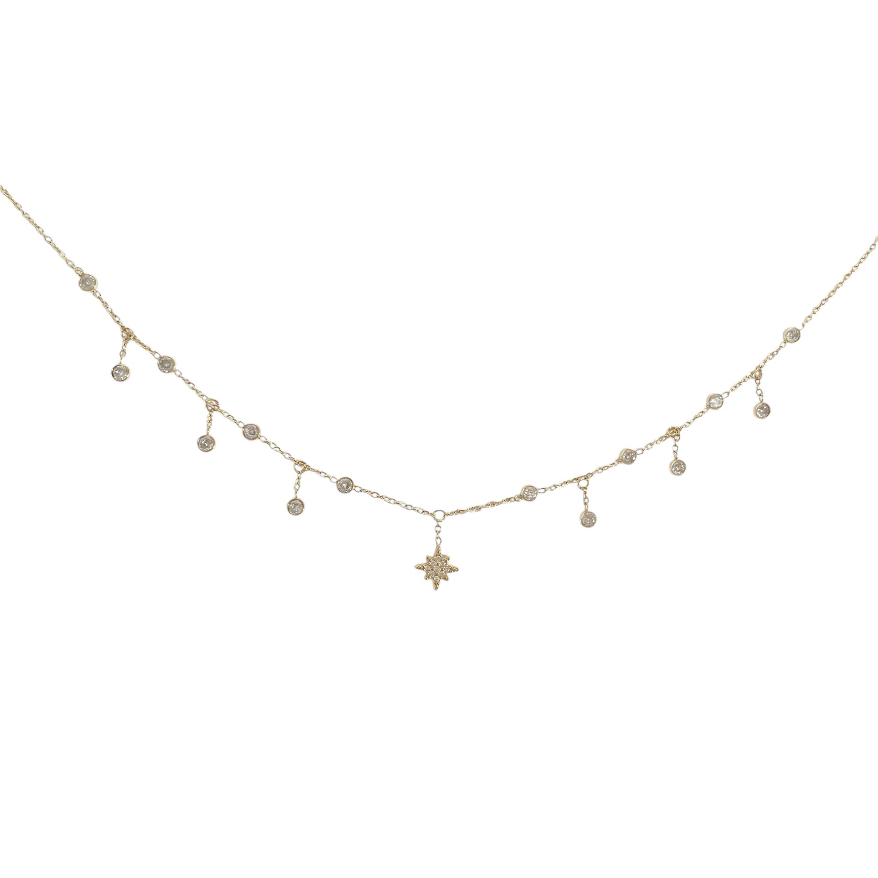 Collier étoile strass et zirconium en acier inoxydable doré tendance femme 