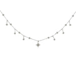 Collier pendentif étoile strass en acier inoxydable argenté pour femme 