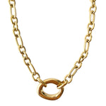 Collier gros maillons tendance en acier inoxydable doré pour femme 