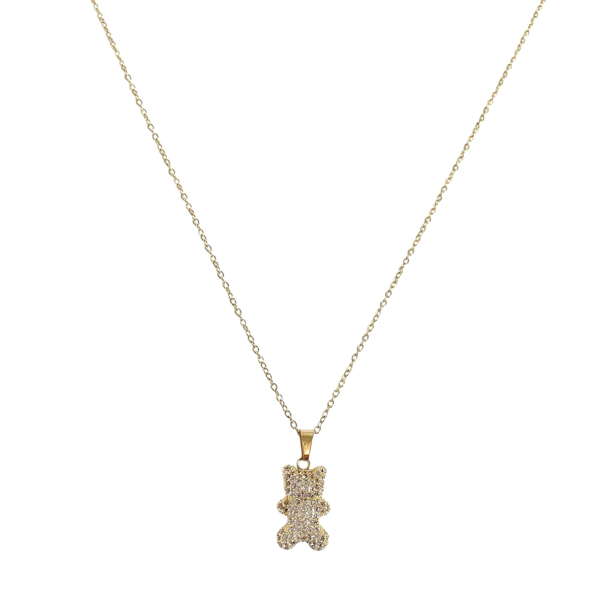 Collier ourson en acier inoxydable doré pour femme 