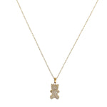 Collier ourson en acier inoxydable doré pour femme 