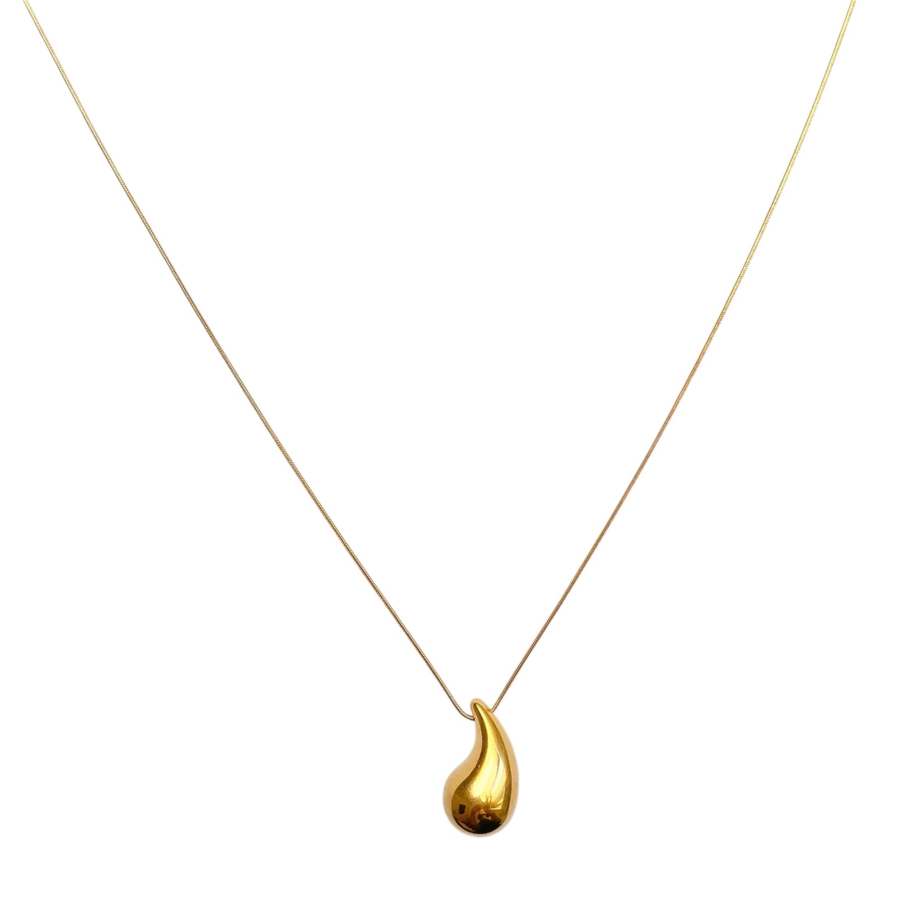 Collier pendentif goutte d’eau en acier inoxydable doré tendance pour femme 