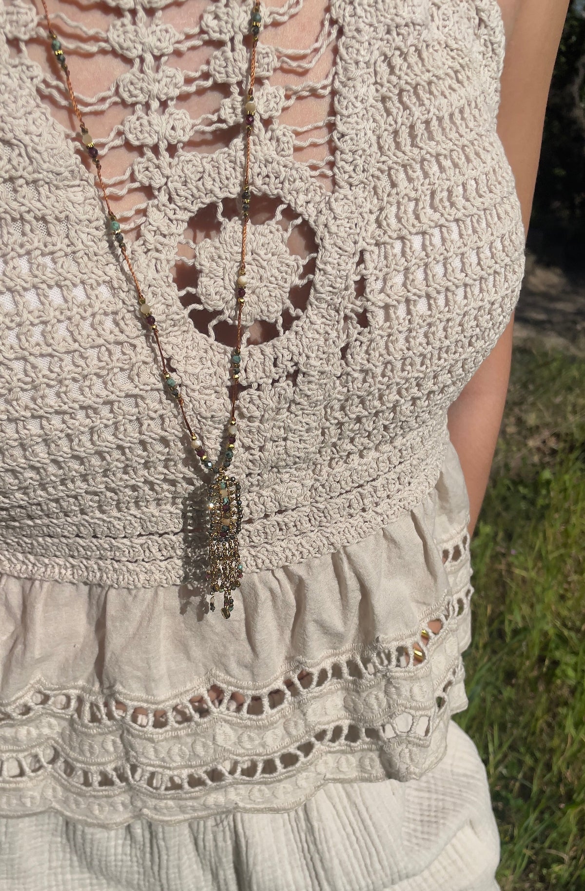 Collier sautoir en pierres naturelles turquoise pour femme 