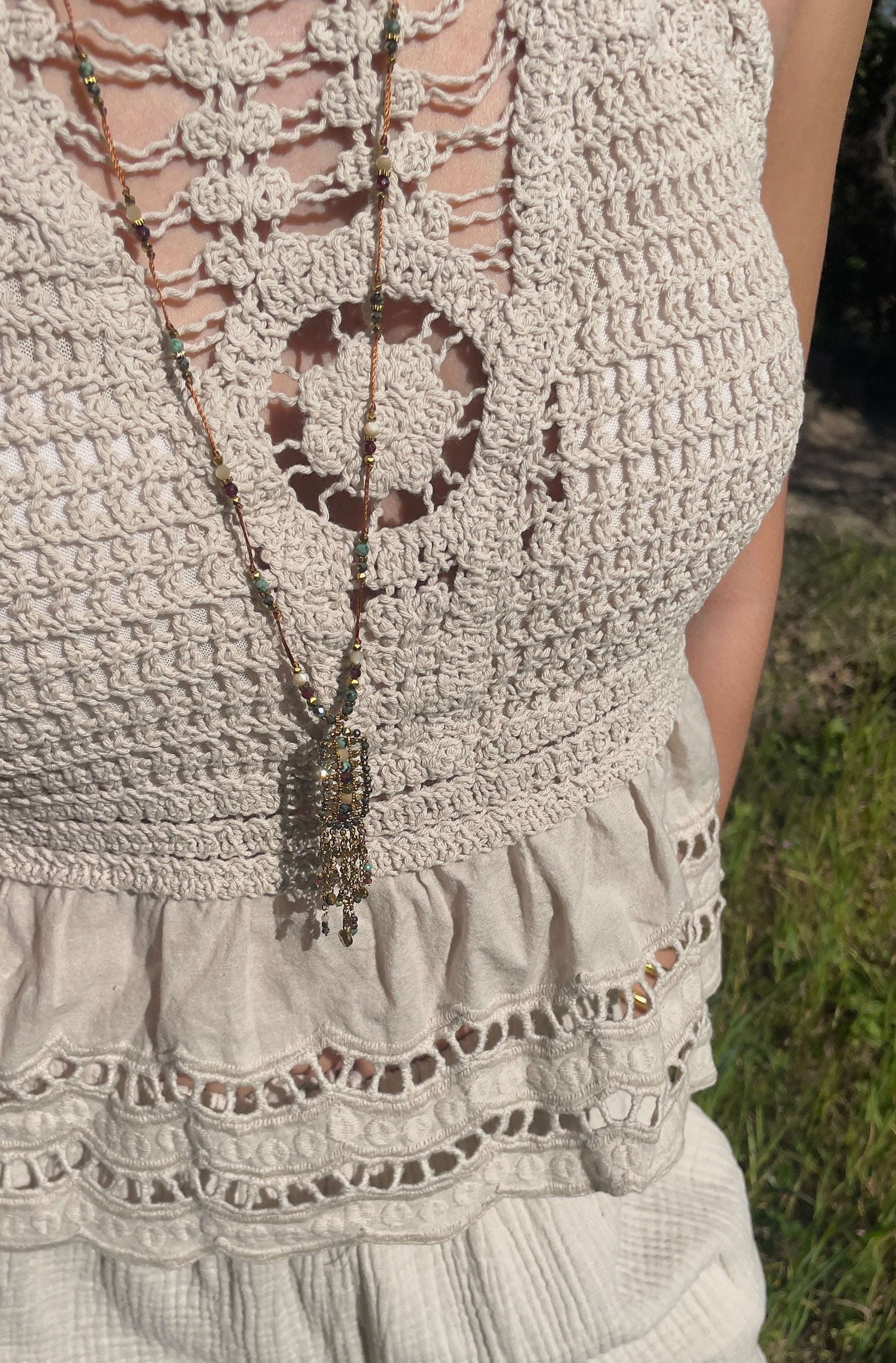 Collier sautoir en pierres naturelles turquoise pour femme 