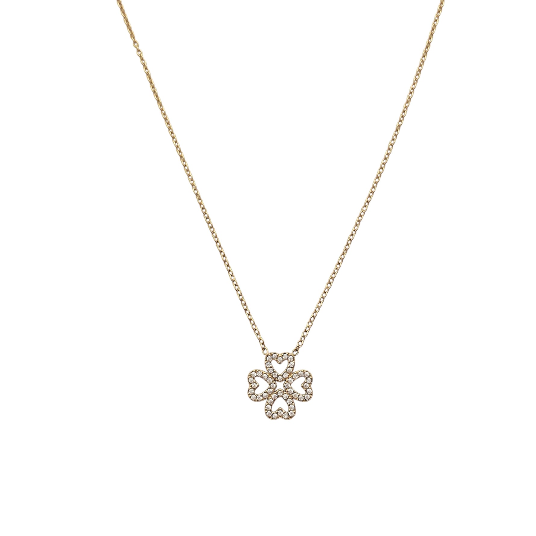 Collier trèfle ajustable en acier inoxydable doré tendance pour femme