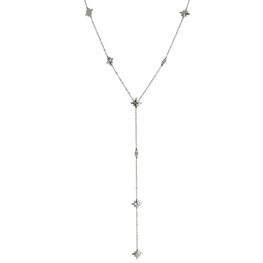 Collier étoiles en forme de y en acier inoxydable argenté pour femme 