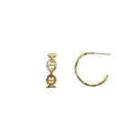 Boucles d’oreilles créoles en acier inoxydable doré avec maille marine, bijou tendance pour femme.