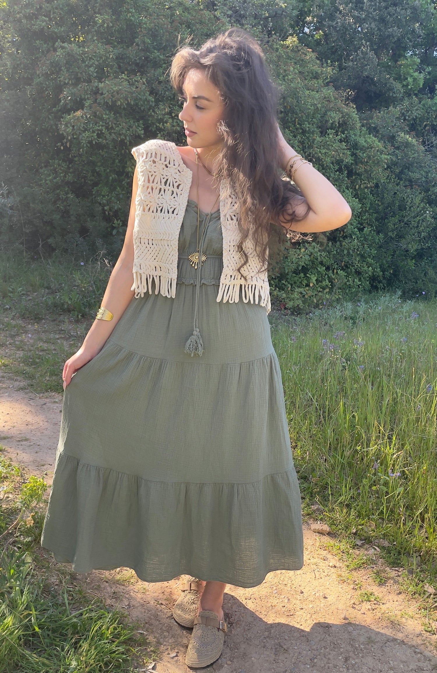 Gilet crochet blanc bohème 100% coton tendance pour femme 