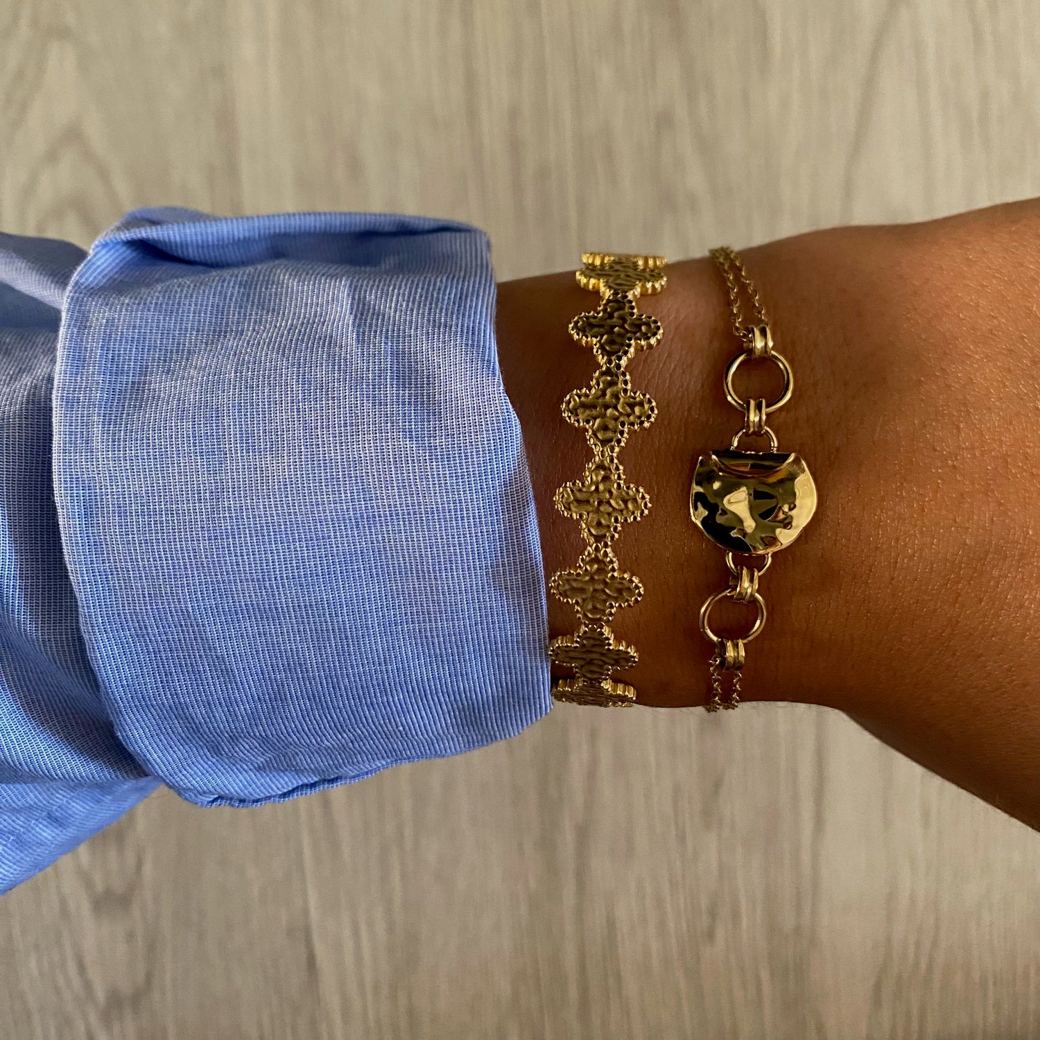 Bracelet Jonc Trèfles Acier Inoxydable - Amalia