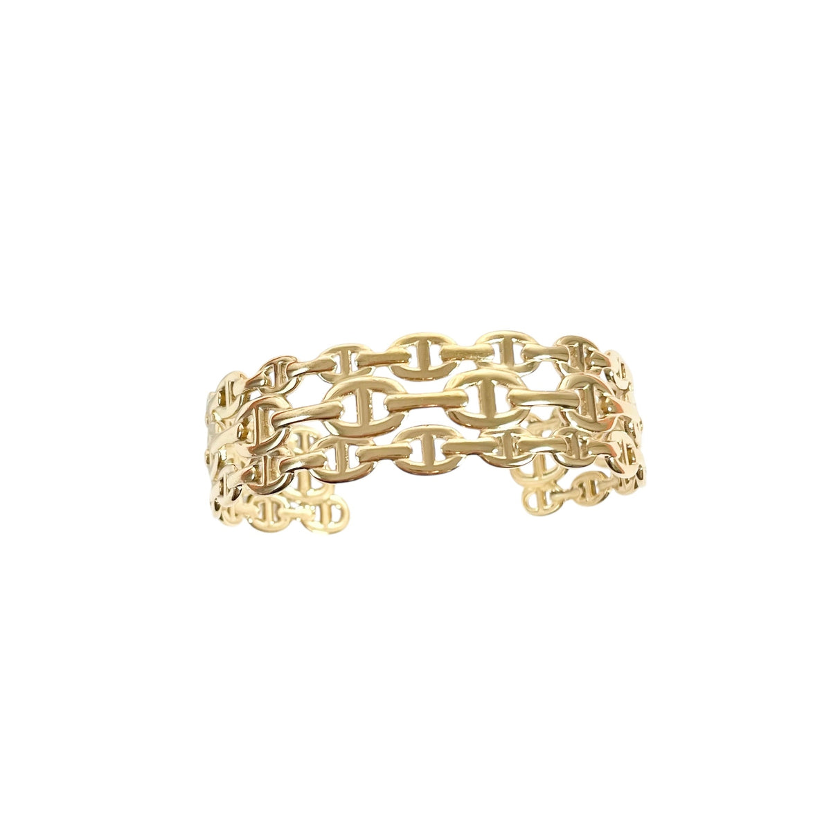 Jonc maille marine triple doré en acier pour femme.