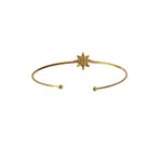 Jonc étoile strass en acier inoxydable doré pour femme