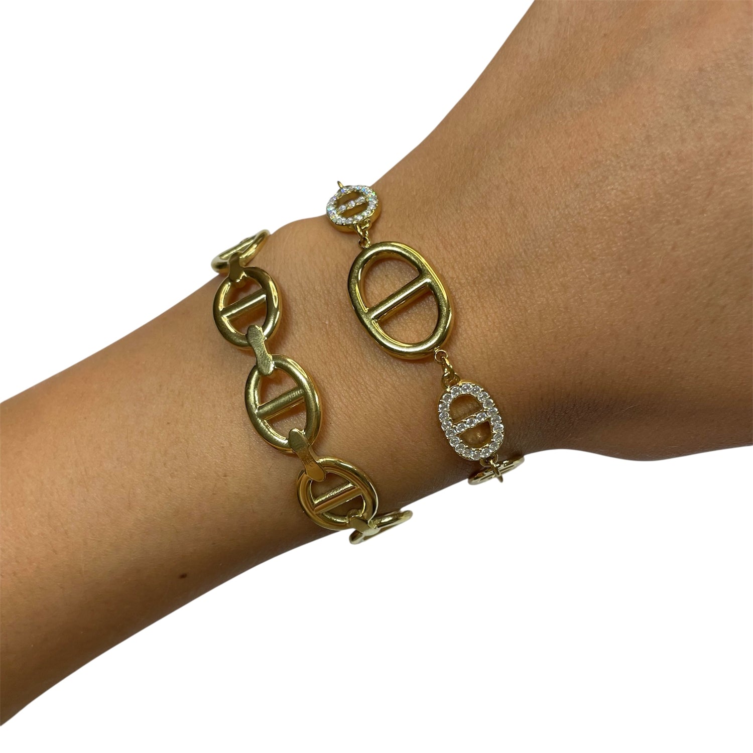 Jonc maille marine acier inoxydable dore Femme 