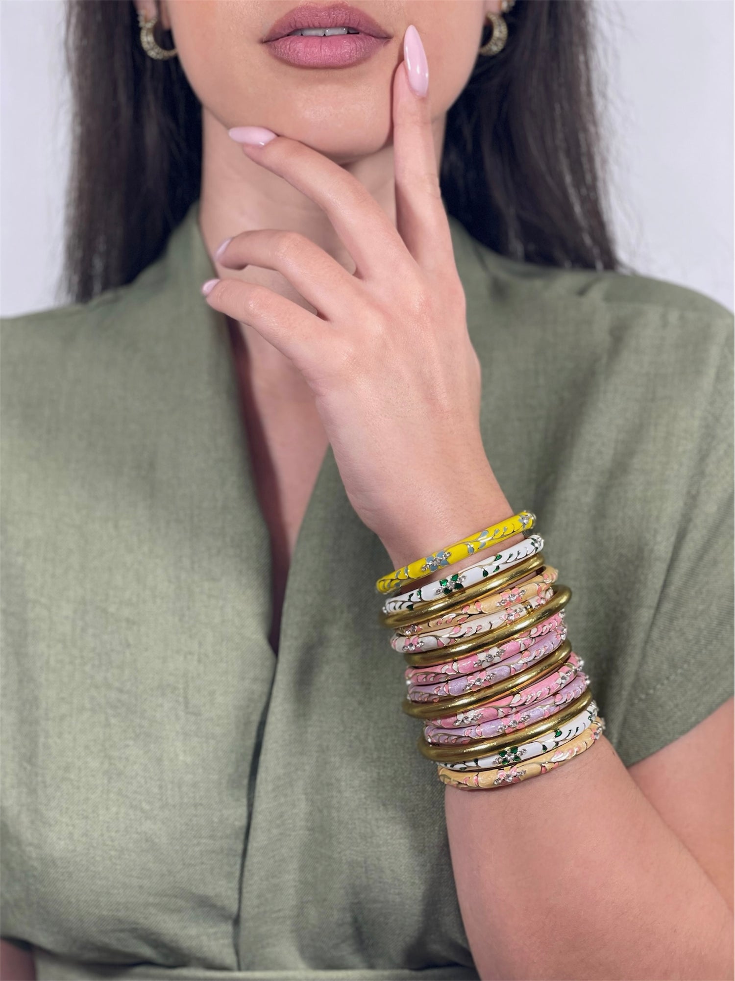 Bracelet Jonc coloré Thaïlande tendance femme design fleurs 