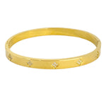 Bracelet Jonc trèfles tendance en acier inoxydable doré pour femme 