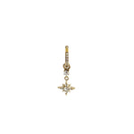 Mono boucle pendentif étoile scintillante en acier inoxydable doré pour femme