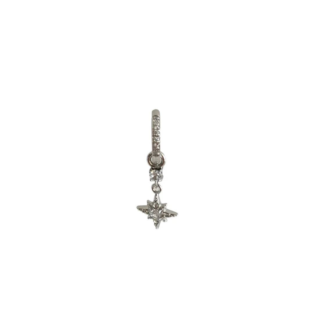 Mono boucle étoile scintillante en acier inoxydable argenté pour femme 