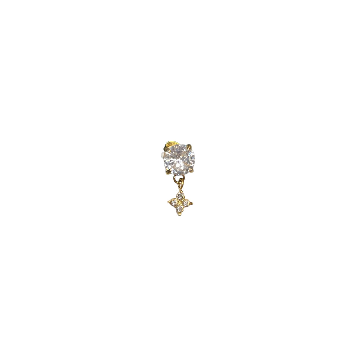 Piercing trefle strass tendance en acier inoxydable doré pour femme