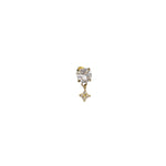 Piercing trefle strass tendance en acier inoxydable doré pour femme