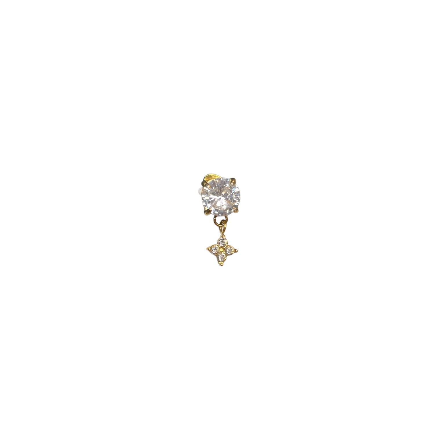 Piercing trefle strass tendance en acier inoxydable doré pour femme