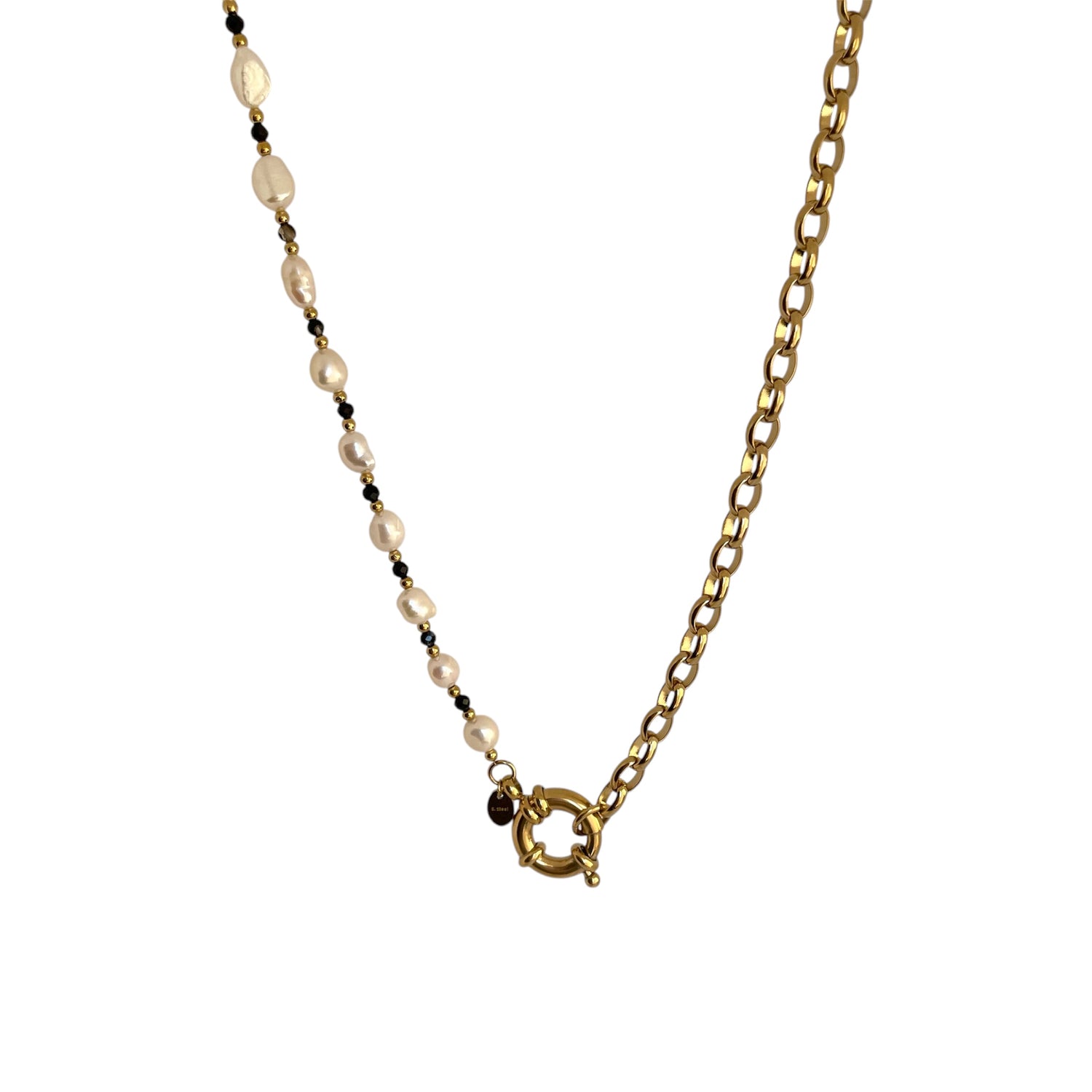 Sautoir mousqueton en acier inoxydable doré pour femme 