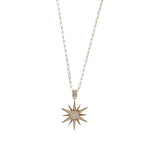 Sautoir étoile pendentif collier long en acier inoxydable doré strass pour femme