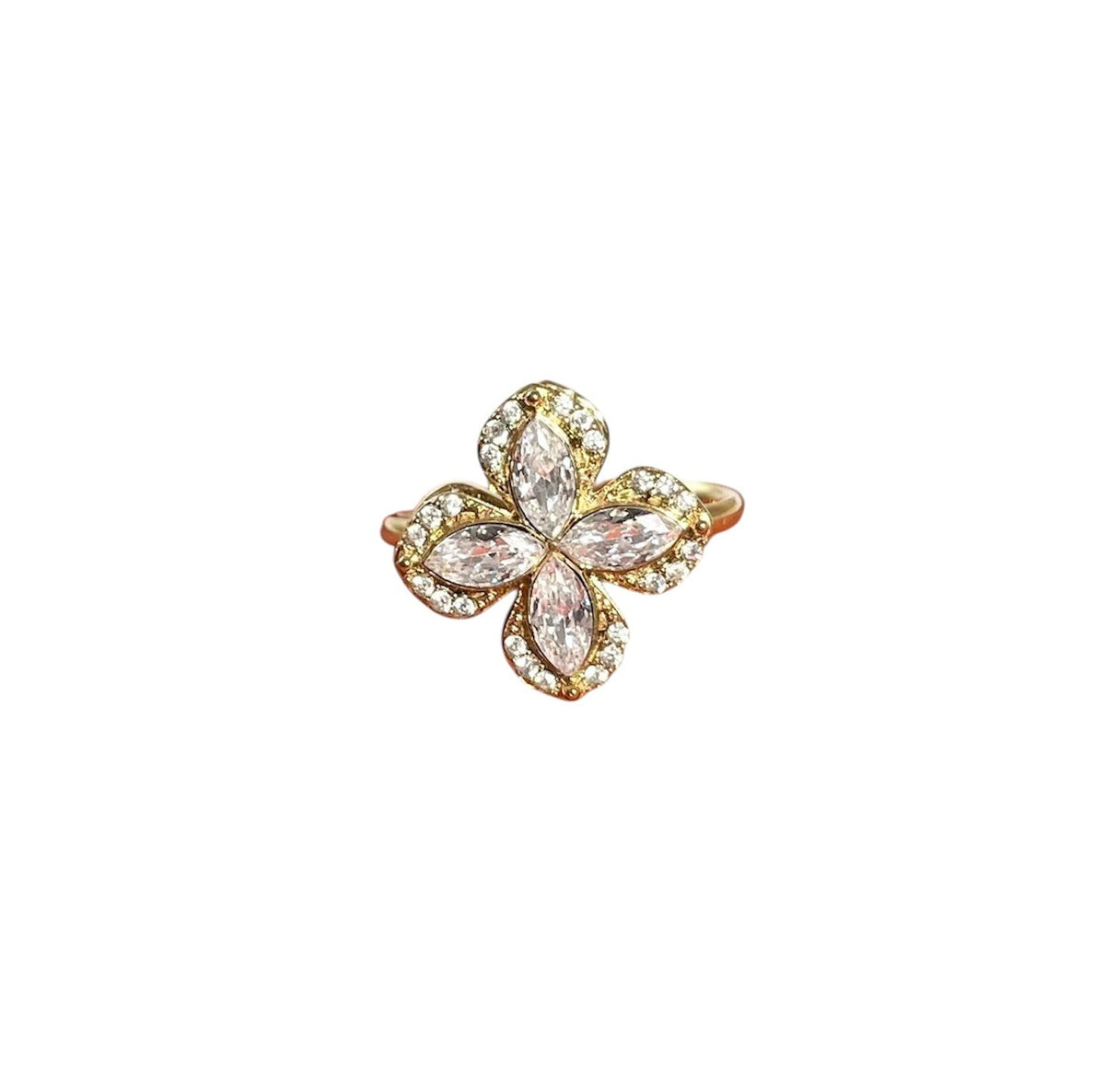 Bague anti stress et d’anxiété fleur en acier inoxydable doré tendance pour femme