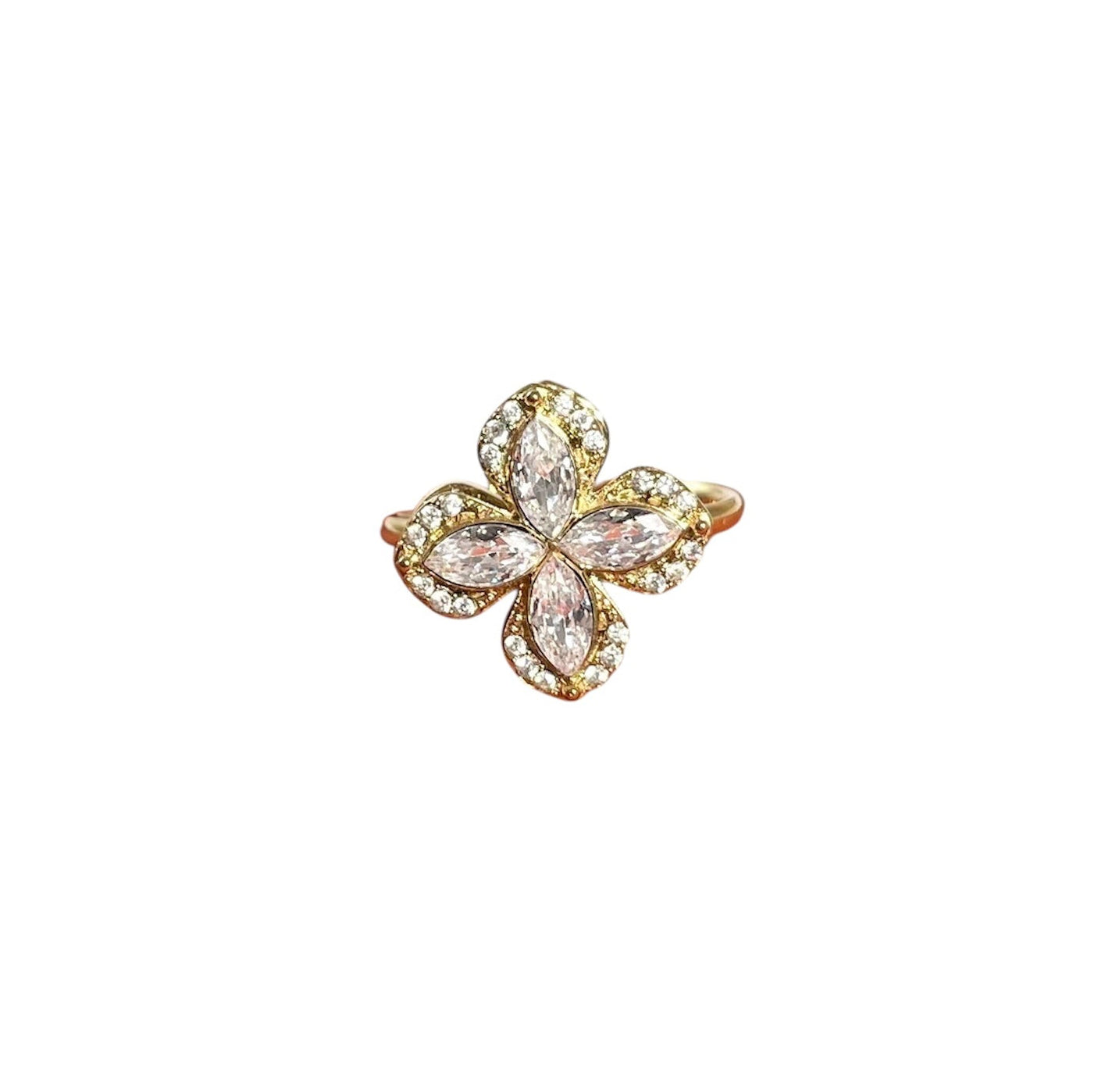 Bague anti stress et d’anxiété fleur en acier inoxydable doré tendance pour femme