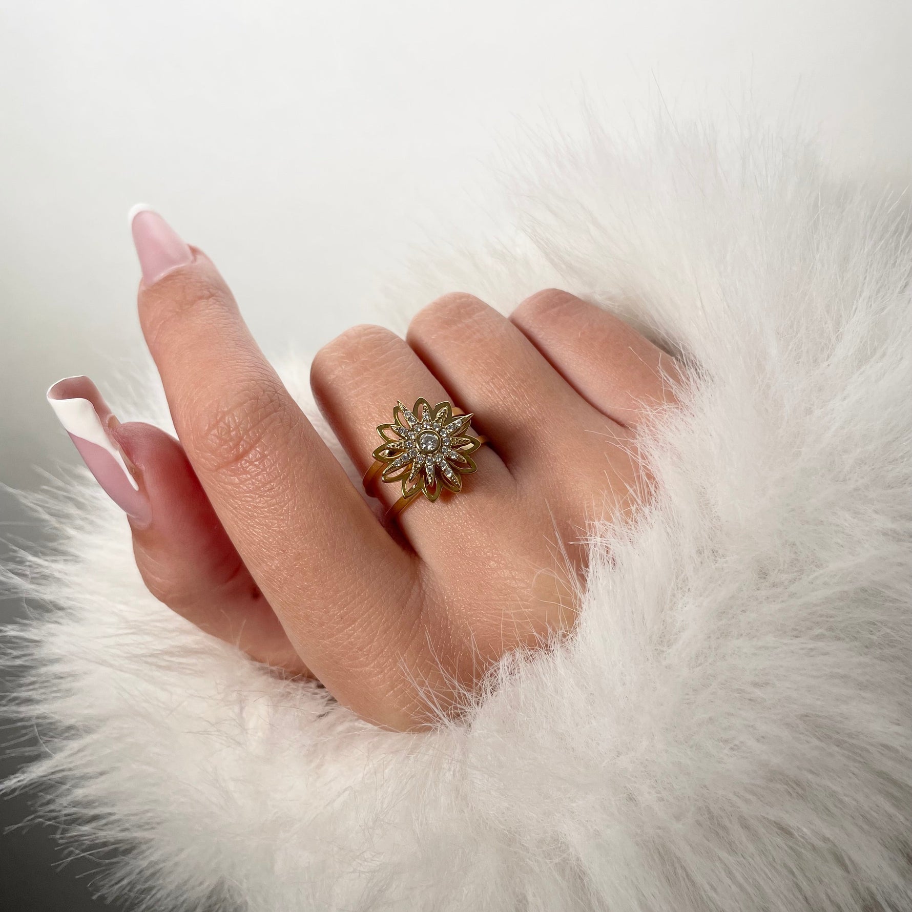Bague anti stress étoile anneau rotatif tendance femme