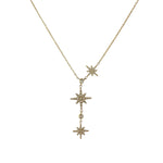 Collier à 3 étoiles tendance en acier inoxydable doré pour femme 