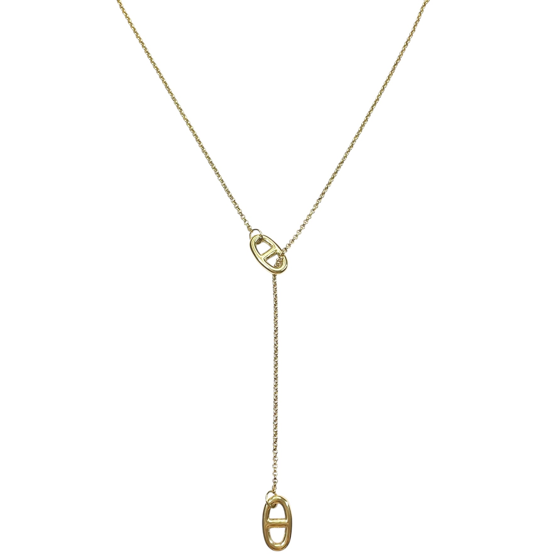 Collier en Y coulissant Maille marine en acier inoxydable doré, bijou ajustable, résistant à l’eau et tendance pour femme