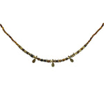 Collier en pierres naturelles œil de tigre avec pampilles en acier inoxydable doré